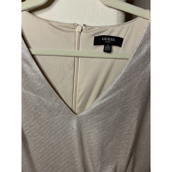 Guess Metallic Gold Long Sleeve Ruched Bodycon Dress Women's Size 12 - Picture 3 of 5